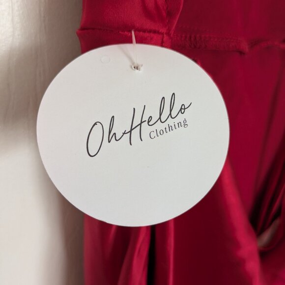 Formal Red Satin Dress - High Slit and Open Back - Picture 3 of 4